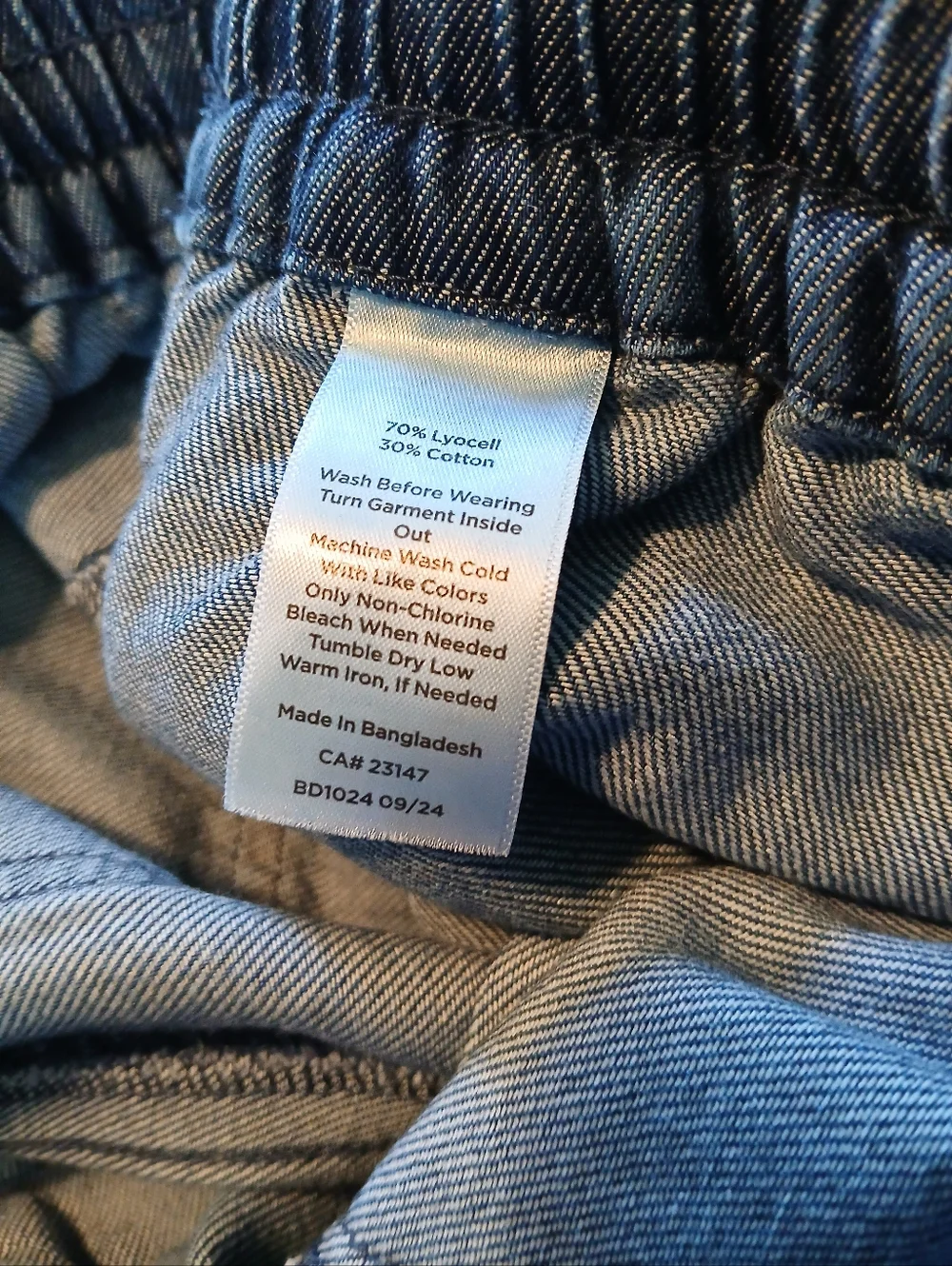 Talbots Size Medium Light Wash Blue Elastic Waist Denim Pants